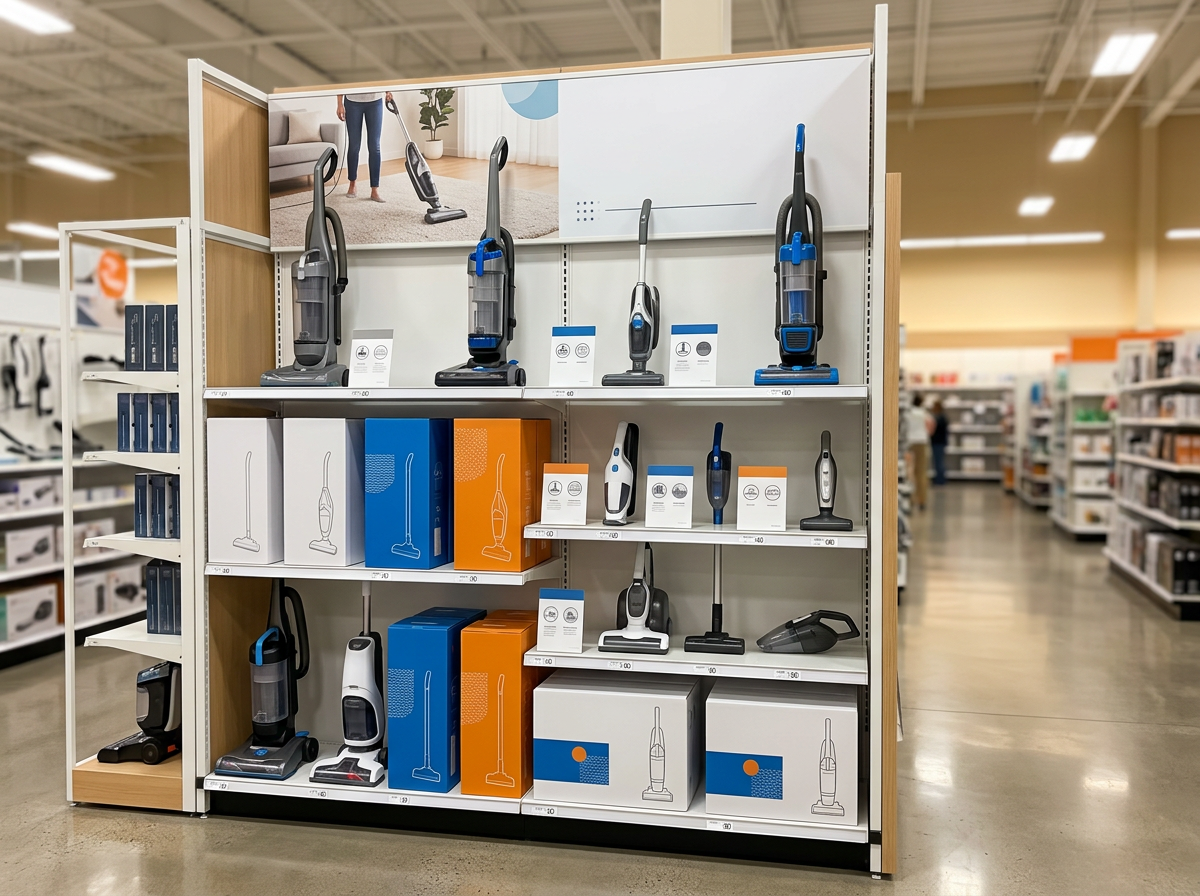 Branded retail endcap display in a store aisle